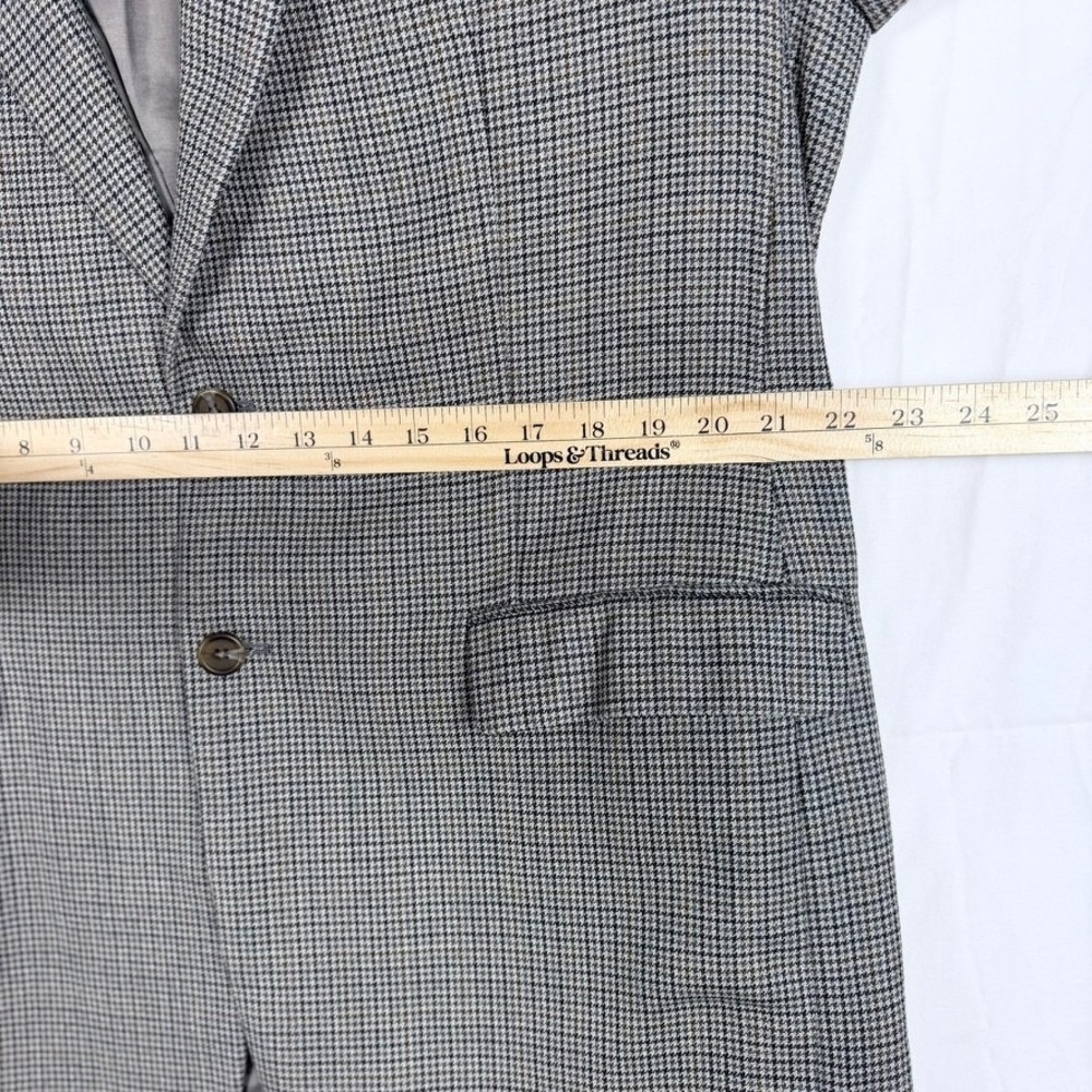 Chaps Ralph Lauren Gray Houndstooth Blazer Sport Coat 43L Silk Wool Blend - Picture 9 of 11